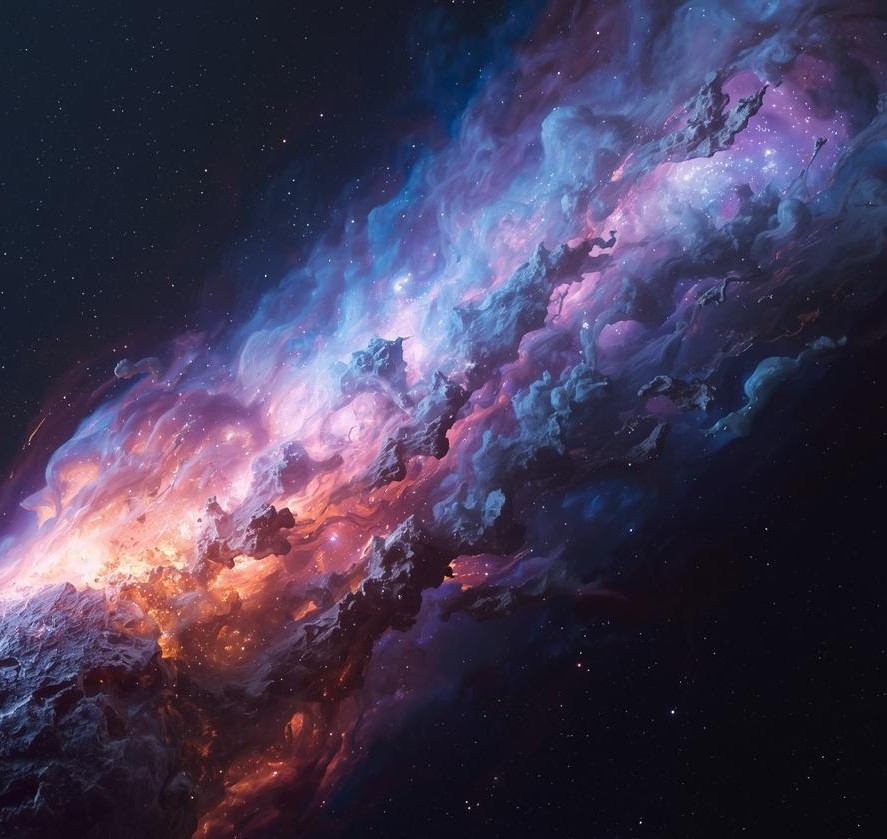 Comet blazing cosmic tail
